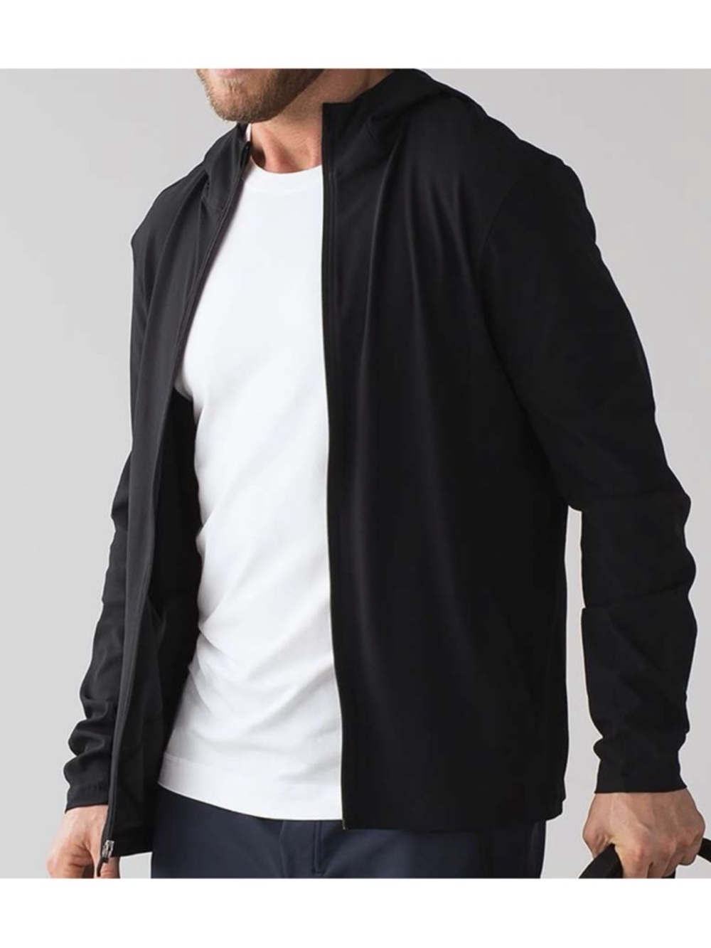 Lululemon Twill Chill Men's Black Lightweight Zip-Front Hooded Jacket